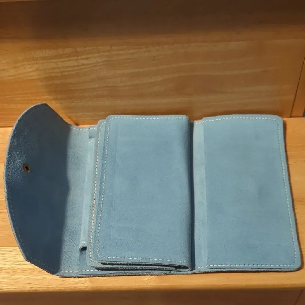 Vintage Blue Suede Women's Checkbook Wallet